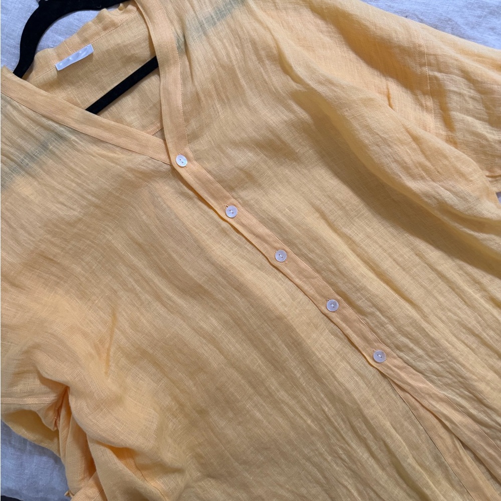 Monday Swimwear Barcelona Tunic Yellow Linen Coverup - Picture 5 of 13
